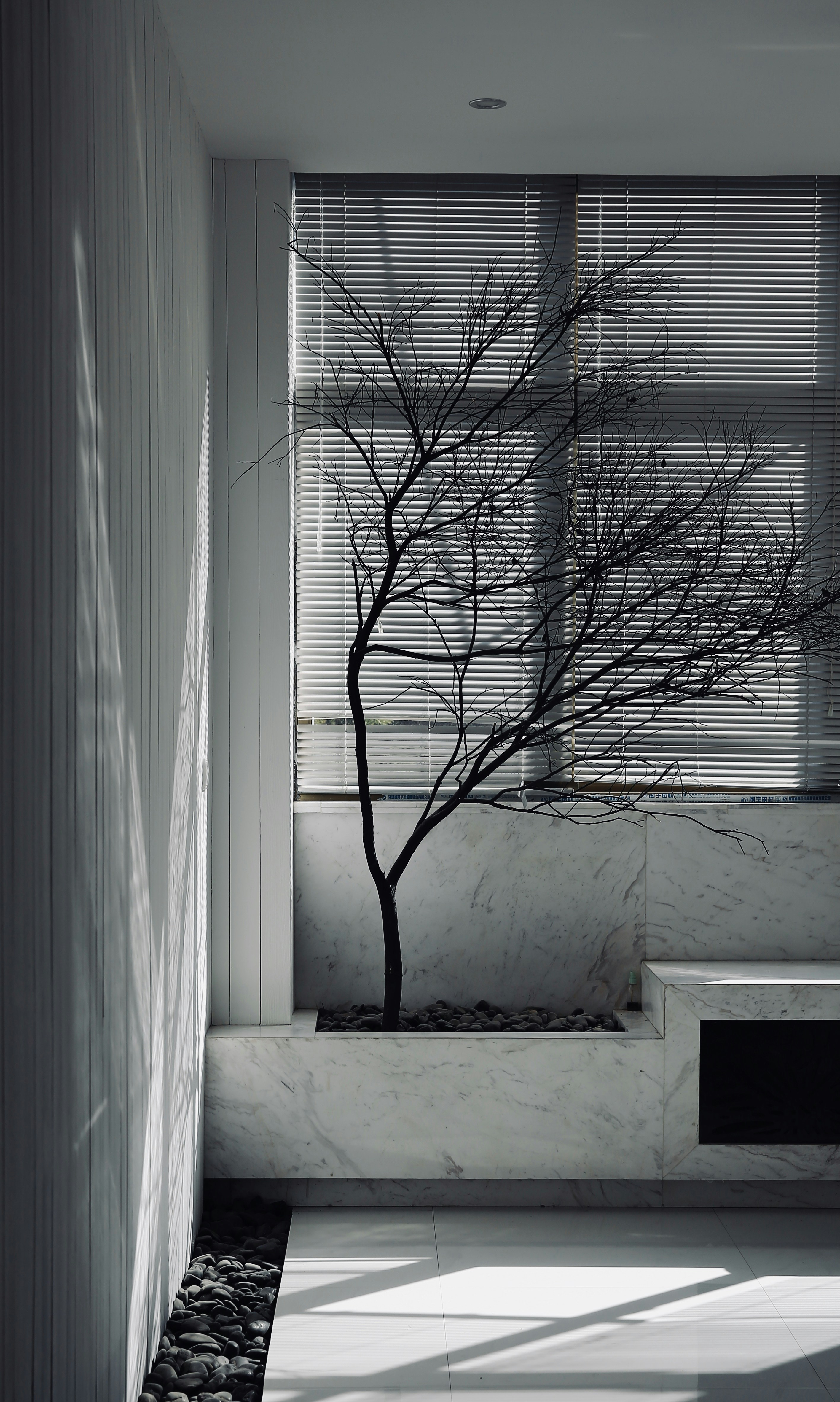 white window blinds on window